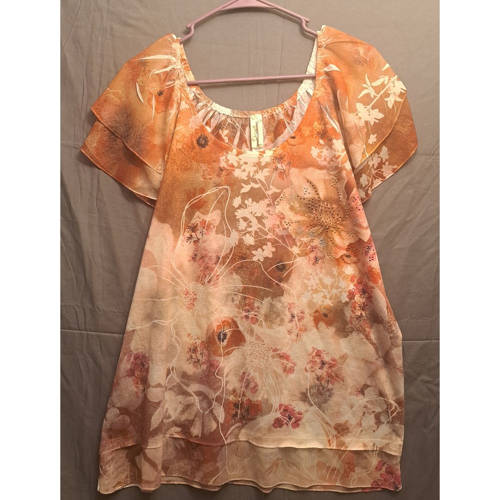Decorated‎ Originals Floral Blouse Shirt Womens Size XL